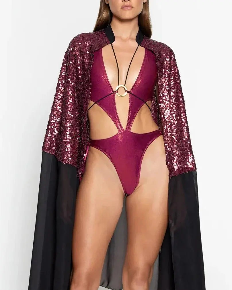 Berry Tie Up Bodysuit AUMI