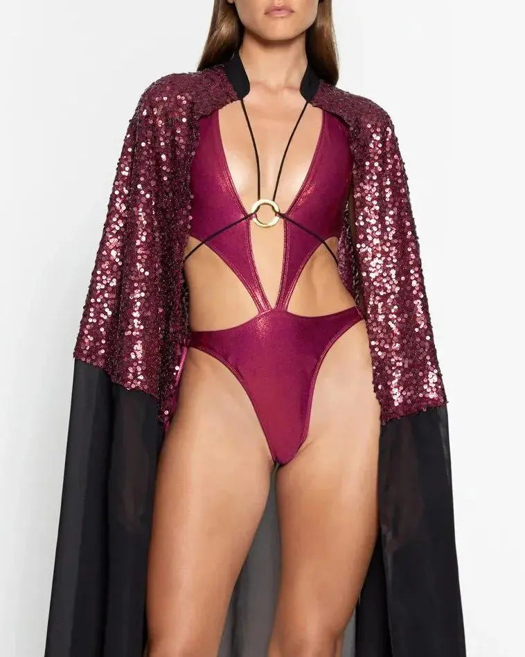 Berry Sequin Cape AUMI