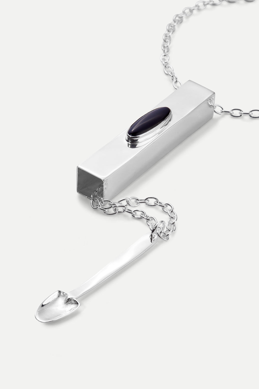 Sterling Silver Razor Blade Necklace with 24 inch Surgical Steel Chain  Italy 1 1/2 inch